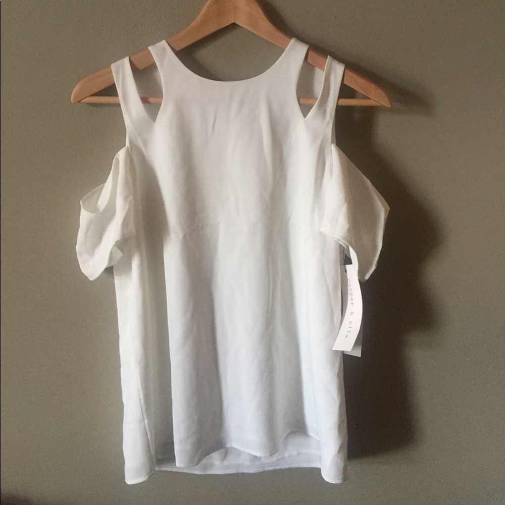 White cut out, cold shoulder top